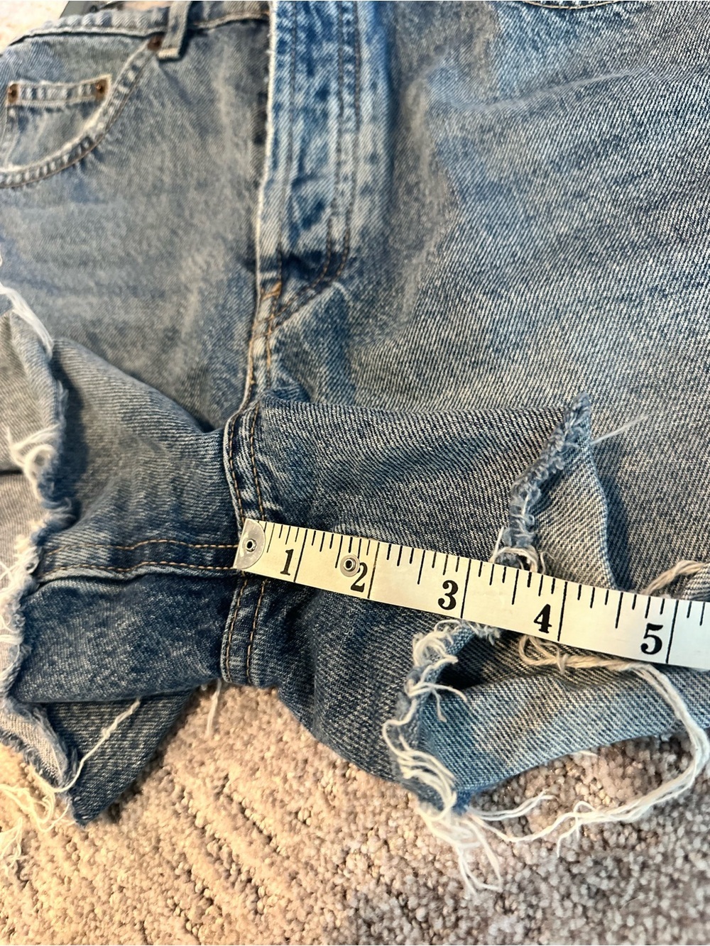 Zara Light Blue High-Rise Frayed Denim Shorts 100% Cotton Size 6 - Picture 6 of 10